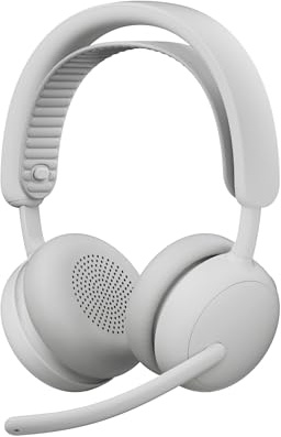 Logitech Zone Wireless 2 ES – brusreducerande trådlöst headset med anpassningsbar hybrid-ANC, Bluetooth, Naturvit