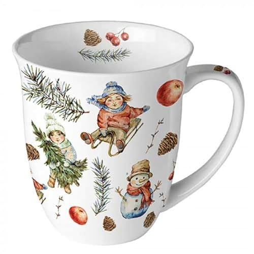 Tasse tasse à café tasse à thé mug 0,4 l Fine Bone China porcelaine fine tasse en porcelaine Noël Avent (plaisir en plein air)