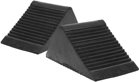 SOPOTUTU 2 pezzi Cunei Ferma Ruote in Gomma Resistenti Design Triangolare Antiscivolo e Antiolio Stopper per Camper Camion Atv Portatili e Leggeri per Garage e Barche