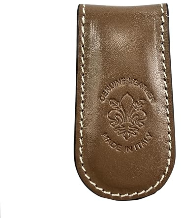 modamoda de GK01 Leder Geldscheinklammer, Magnetischer Geldscheinclip, Klassische Farben, handgefertigt in Italien, Echtes Leder mit Prägung, 7,5 x 4 x 1 cm (Blassbraun)