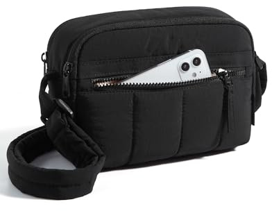 bagsmart Puffer Umhängetasche Damen Crossbody Bag Klein, RFID Schutz | Leicht Kleine Mehrfächrig Handtasche mit Verstellbare Weiche Schultergurt, Handytasche zum Umhängen für Reisen Alltag Sport