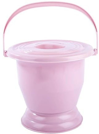 Milageto Crachoir avec couvercle Pot Urinoir Seau Toilette de nuit Bassin de lit portable Urinoir Pot pour adultes Aînés Enfant Femme Homme, Rose