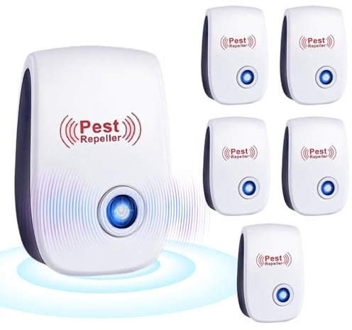 Dhqkqg Répulsif Ultrason Anti-Rongeurs Insectes, 6 Pièce Ultrason Anti Moustique Ultrason Souris et Rats, Intérieur Répulsif Électronique Insectes, pour les Moustiques, les Souris, les Rats et Cafards