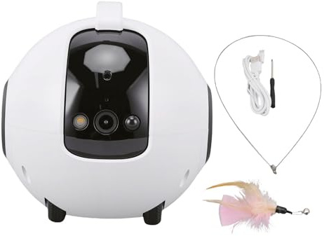 Jectse Home Camera Robot, 4MP 2.5K Movable Pet Camera with One Click Call 2 Way Talk Video Recording, for Indoor Security Monitoring