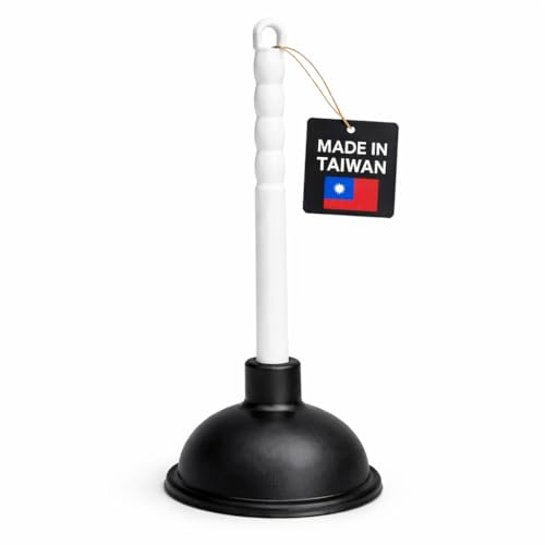 Gripzo Sink Plunger – 4 Inch Rubber Cup with 9 Inch Plastic Handle, Heavy Duty Drain Unblocker, Strong Suction for Kitchen Sink, Bathroom Drain & Blocked Pipes – White/Black
