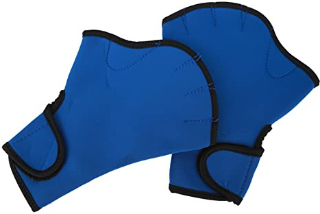 POENVFPO Simhandskar, Vävda, Fingerlösa Vattenhandskar i Neopren för Träning i Vattentäthet, med Justerbar Handledsstängning för Simning, Surfing och Dykning (L)