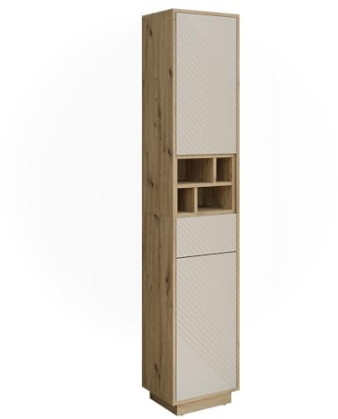 Vicco armadio alto Beatrice, Cachemire/Rovere artigianale, 38 x 190 cm