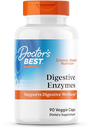 Doctor's Best Digestive Enzymes Supplement for Women & Men - Supports Gut Health, Digestion, & Overall Wellness, Formulated with Amylase, Super Enzyme Blend for Food Break Down, Non GMO - 90 Veg Caps