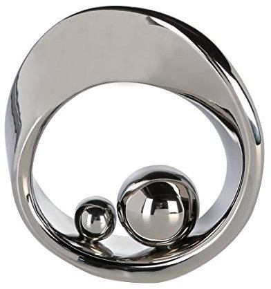 Casablanca Skulptur Spin - Keramik - silberfarben glänzend glasiert - Höhe 22 cm - Dekofigur - Kunstobjekt - Wohnaccessoire - Geschenkidee