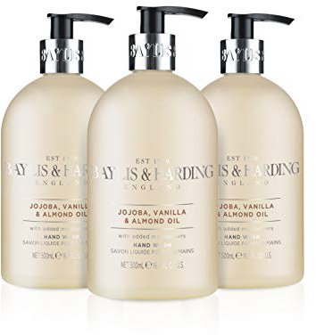 Baylis & Harding Jojoba, Vanilla & Almond Oil Hand Wash, 500 ml (Pack of 3) - Vegan Friendly