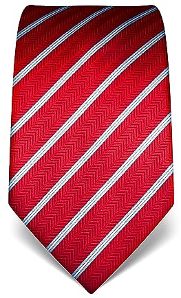 Vincenzo Boretti Cravate homme, pure soie, haute densité de tissage, anti-tâches, anti-salissures, hydrofuge, longue, accessoire élégant pour la chemise et costume - à rayures rouge