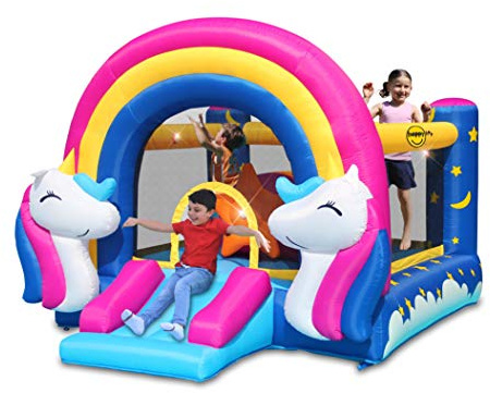 Happy Hop Fantasy Unicorn Inflatable Bouncer with Music Sounds, Multicoloured (8004)