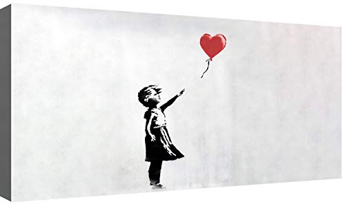 canvashop Quadro Banksy Bambina Con Palloncino Cm 120X60 Stampe Su Tela Canvas Bansky Ragazza Balloon Girl Quadri Moderni Soggiorno Street Art