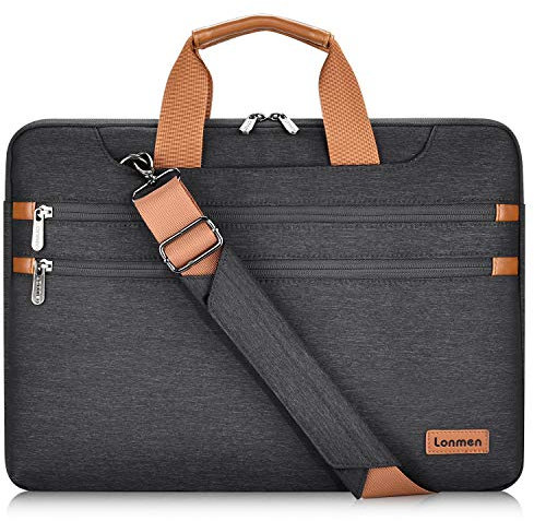 LONMEN 17.3 Inch Laptop Shoulder Bag,Computer Sleeve Carrying Case for 17.3 Lenovo IdeaPad 330 / Dell Inspiron 17 5000 / HP Pavilion/Acer/MSI/ASUS (Black)