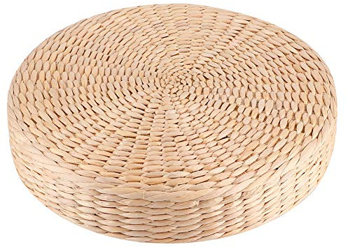 Fdit Bodenkissen, Japanisches Sitzkissen Handgemachtes Stroh Rundes Tatami Sitzkissen Hocker Tatami Kissen für Haushalt