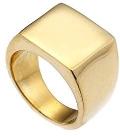Daesar Titan Ring Herren, Gold Ring Gothic Poliert 15MM Breite Siegelring Männer Ringe Personalisiert Große 54 (17.2)