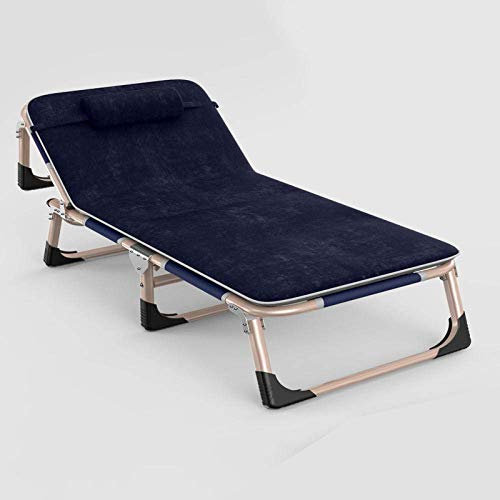 MXXHFC Outdoor-Terrassenstühle, Faltbare und verstellbare Sonnenliege, Outdoor-Sessel, Garten/Liege/Bett, Marineblau + Kristallkissen