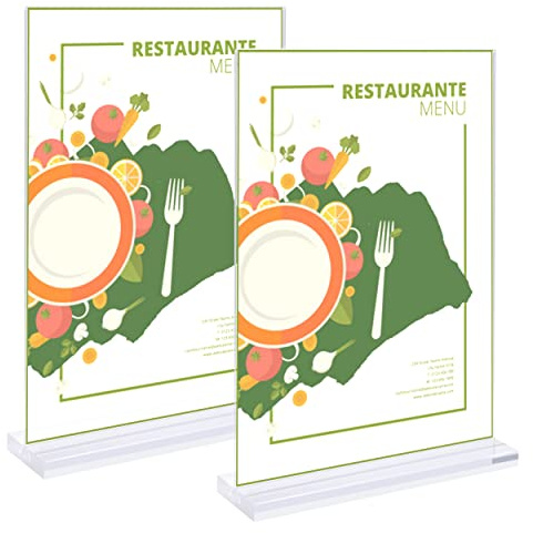 Newellsail A5 Acryl Tischaufsteller Doppelseitig Schildhalter in T-Form Transparente Aufsteller Ständer Ideal für Restaurants Tische Hotels Geschäfte Büros und Mehr (2 Stück)