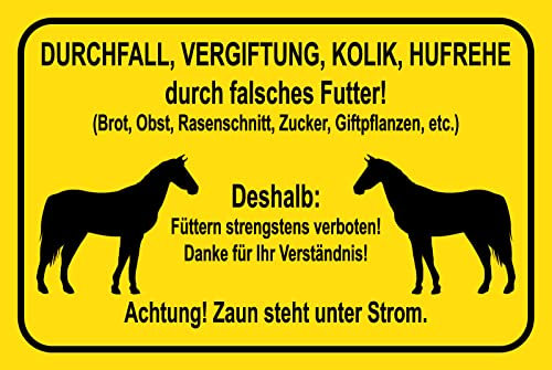 Blechschild 30 x 20 cm Warnschild: Pferde Füttern Strengstens Verboten - DekoNo7