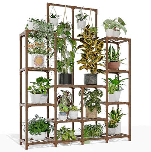 GENTINGBRO Plant Stand Indoor Outdoor 63 Tall Plant Shelf for Plants 12-Tier Large Plant Sheves for Living Room Heavy Duty Plant Rack Garden Balcony Patio Hanging Planter