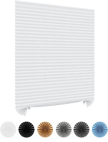 No Drill Blinds Non-woven Fabric Cut to Size Easy Fit Self Adhesive Stick On Pleated Temporary Shades Clip In Paper Blinds for Windows Patio Doors Kitchen Bathroom Bedroom