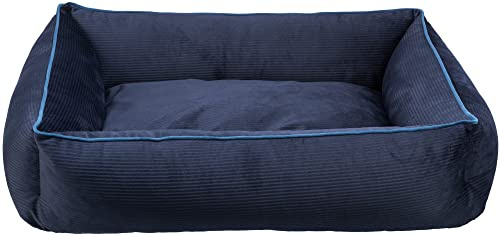 TRIXIE Hundebett Romy 75 × 60 cm in dunkelblau - schickes Hundekissen aus feinem Samt-Cord - Hundekorb für mittelgroße Hunde - rutschfest und waschbar - 37671