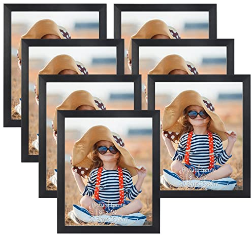 EXYGLO Marcos de Fotos 20x25 Set de 7, Marco 20x25 sin Cartón Negro, Para Mesas y Paredes, Diseño Moderno.