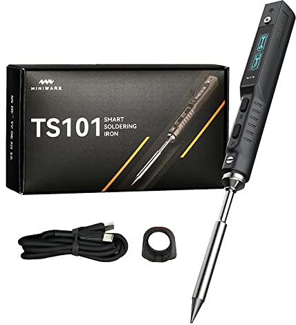 TS101 Soldering Iron Kit, 65W Smart Portable TS100 Upgraded Soldering Iron, Temperature Control 50-400℃, with USB Type C & DC 5525 Port, OLED Display, Adapter for DC 9-24V/PD3.0 9-24V Power Supply