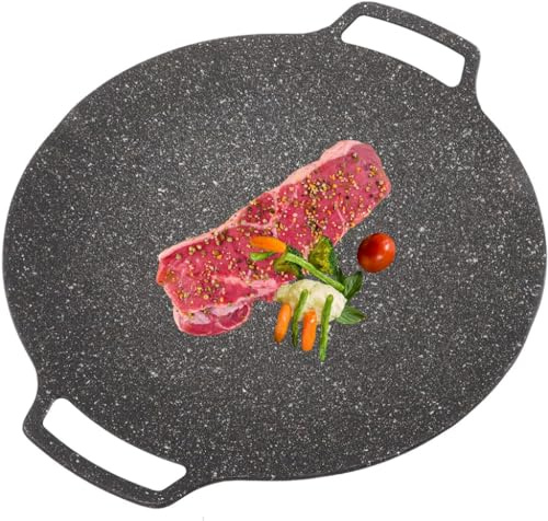 BORDSTRACT Poêle à barbecue pour cuisinière gaz, table cuisson électrique, grillades intérieures ou extérieures, plaque chauffante coréenne ronde, poêle revêtement antiadhésif (Universel 30cm)
