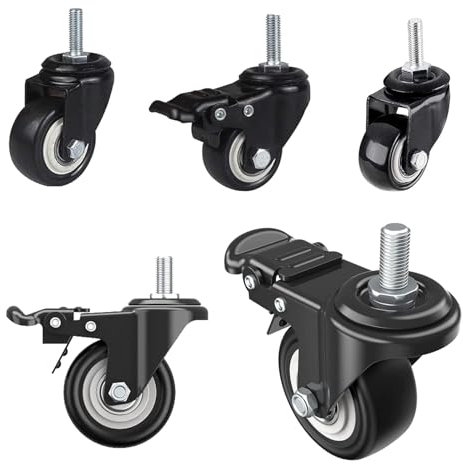 4 Stück 50mm Möbelrolle mit Bremse, M8 X 25mm Rollen mit Gewinde,Rollen schwerlastfür, Bis Zu 50 KG (Pro Rolle) 360 Grad Lenkrollen für den Transport/Laufrollen für Geräte Und Möbel