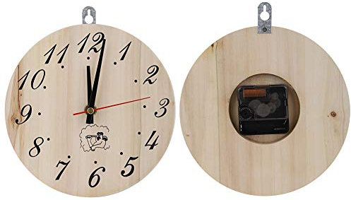 Pssopp Accessoire D'Horloge de Sauna Affichage Numérique Rond Décoratif Horloge de Sauna Décor Horloge en Bois pour Bois pour Accessoires de Sauna en Bois