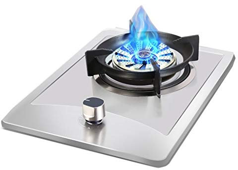 Placa de cocción a gas Placa de cocción a gas de acero inoxidable, placa de cocción portátil, placa de cocina/cocina individual integrada, con protección contra incendios, fácil de limpiar, compa