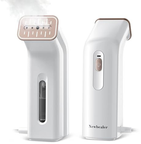 Newbealer Vaporizador de prendas para ropa, 650W Plancha de vapor, 284℉ Vaporizador de mano con suela de cerámica antiadherente, Vaporización horizontal y vertical, Planchado en seco
