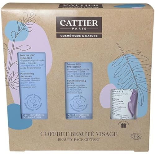 Cattier - Coffret Beauté Visage - Soin de Jour, Sérum et Gommage - 130ml