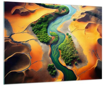 ARTTOR Bilder auf Glas 70x50cm Wandbild Glasdruck Landschaften Wald - 6003 | Landschaft Natur Fluss Klein Modern Dekoration Wohnzimmer Schlafzimmer Küche Wanddeko Kunstdruck Art Wall Decor ARTTOR