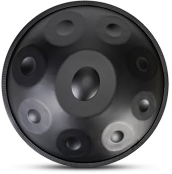 Handpan Schlagzeug Instrument in D-Moll 22 Zoll Steel Drum Hand Pan mit Softbag 2 Handpan Schlägel Staubtuch Handpan Ständer schwarz