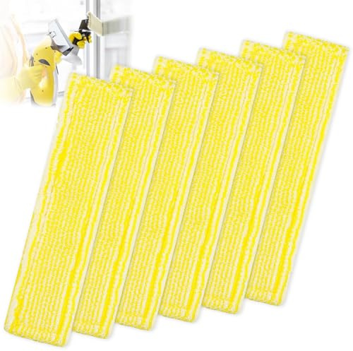 LEIMEND 6 Pièces Tampons de Remplacement en Microfibre Lingettes Nettoyeur Vapeur Jaune Bonnette Lingette Housse de Vadrouille Accessoires für Nettoyeur de Vitres Karcher WV2 WV5
