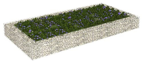 BaraSh Lit surélevé à Gabion Acier galvanisé 200x100x20 cm,Bordure Pierre,Kit Gabion,Gabion Jardiniere