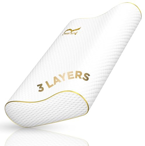 Royal Therapy 1-Pack Memory Foam Pillow, Medium-Firmness Cervical, Queen Contour Pillow, Orthopedic Pillow for Neck Support, Neck Pain, Side Sleepers, CertiPUR-US