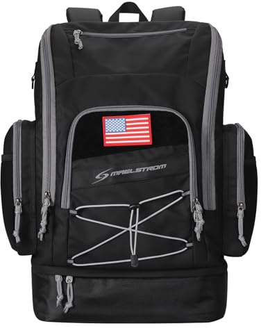 Maelstrom Swim Backpack,35L Swimming Bag with Separate Shoes Compartment,Swim Gear Bag for Beach,Athlete Sports Gym Rucksack for Men and Women (Black)