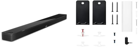 Bose Smart Ultra Soundbar con Dolby Atmos e controllo vocale Alexa, AI Bluetooth Wireless, sistema audio surround per TV, Nero & Soundbar Staffa da Parete in Acciaio, Nero