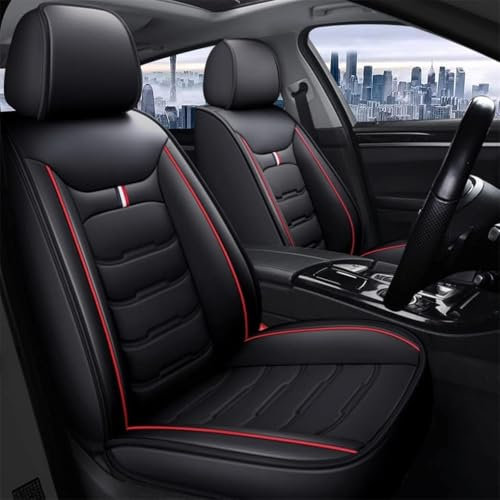 Kenzek Auto Schonbezüge für Skoda Fabia 2007-2024, Auto-Schonbezug, Auto-Schonbezüge, 2 Vordersitzbezüge, 1 Rücksitzbezug, Sitzschoner Auto für Auto, Van, SUV Schwarz Rot