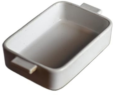 XXAD553TY Pirofila Piatto Rettangolare Semplice Piastra da Forno a Doppio Orecchio in Ceramica Grezza Vintage Piastra da Forno for Forno a microonde con Smalto Pirofila in Ceramica(Bianco)
