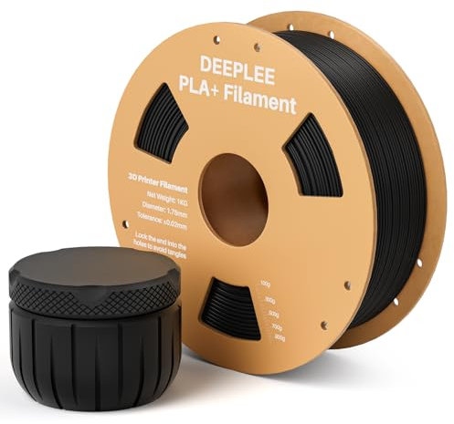 DEEPLEE PLA+ Filament 1.75mm, PLA Plus 3D Drucker Filament, Maßgenauigkeit +/- 0,02 mm, Filament 3D-Druckmaterialien, Schwarz 1kg (2,2lbs)