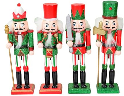 Qaonsciug Lot de 4 casse-noisettes de Noël 18 cm Décoration de bureau Dessins animés Soldats Casse-noisettes