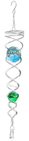 Wind Spinner Tail, Wind Spinner Stabiliser - 9 Inch Decorative Stainless Steel Wind Spinner | Wind Chime with Rotating Hook, Crystal Ball View Ball Chain, Rainbow Maker for Garden Decoration