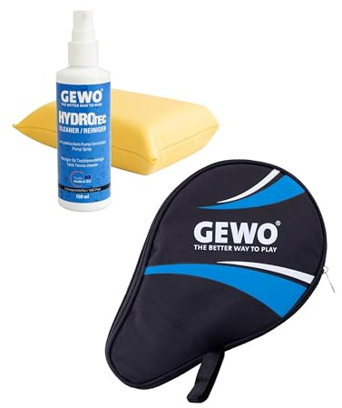 Gewo HydroTec Tischtennis Reinigungsset für Beläge, Grip Spray mit saugfähigem Reinigungsschwamm, Lösungsmittelfreier Tischtennis Belagreiniger 100ml, bewahrt die Griffigkeit von Belägen