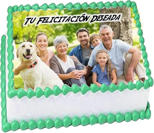 FOTO COMESTIBLE para tarta Personalizada con nombre y edad. Foto de tarta para cumpleaños. Papel de Oblea o Azúcar para Tartas Varios Tamaños - Rectangular