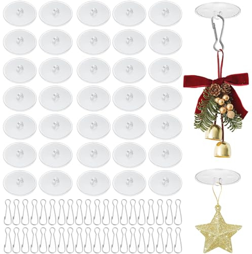 euluoziqing 40 Stück Deckenhaken Selbstklebend, Klebehaken Decke mit Fahnenmast-Clips, Haken Decke Ohne Bohren für Badezimmer, Schlafzimmer, Schlafzimmer Wand, Küche (Transparent)