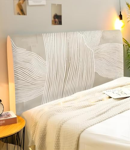 Hearda Beige Bett Kopfteil Bezug 190, Strecken Bett kopfteil Hussen, Staubdicht Bettkopfteil Verdickt All-Inclusive Bettkopfteil Bezug für Schlafzimmer Bett Dekor Kopfteil